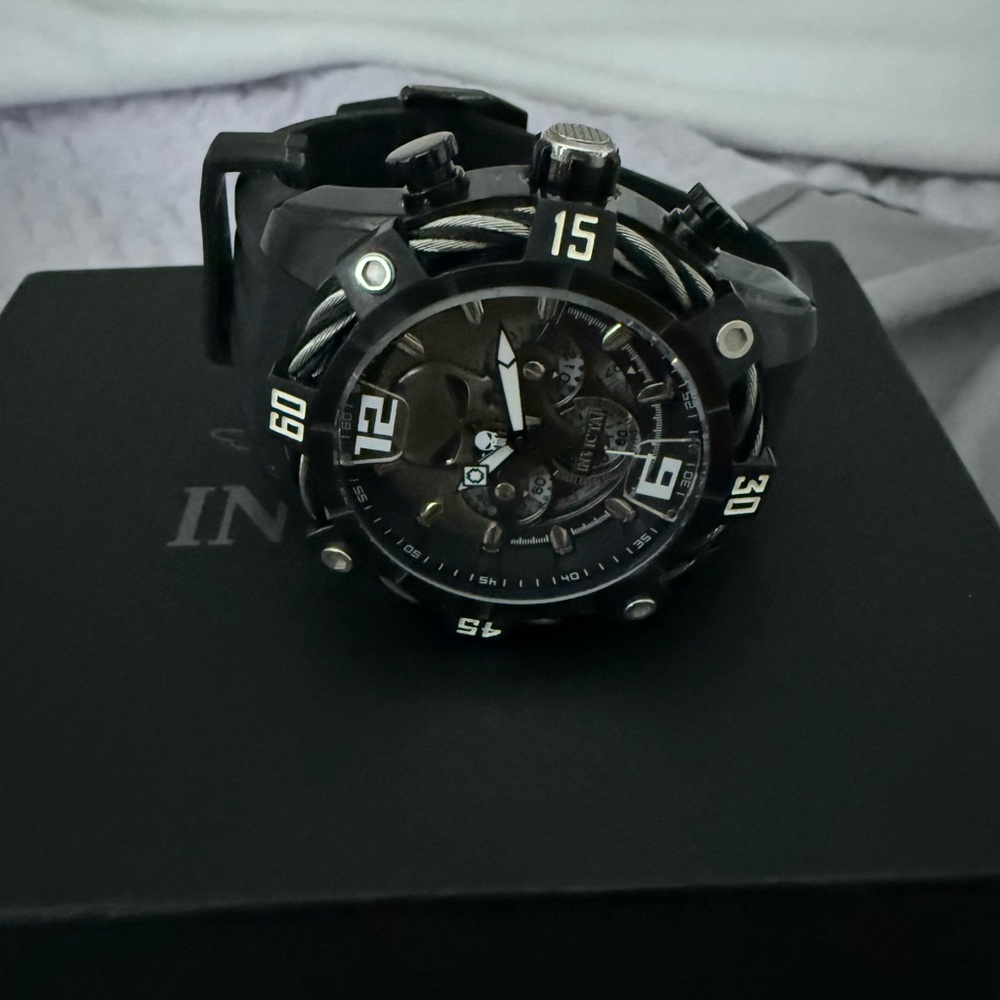 Invicta Limited Edition The Punisher Black and Silver Chronograph Watch